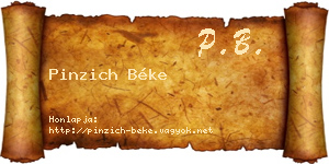 Pinzich Béke névjegykártya
